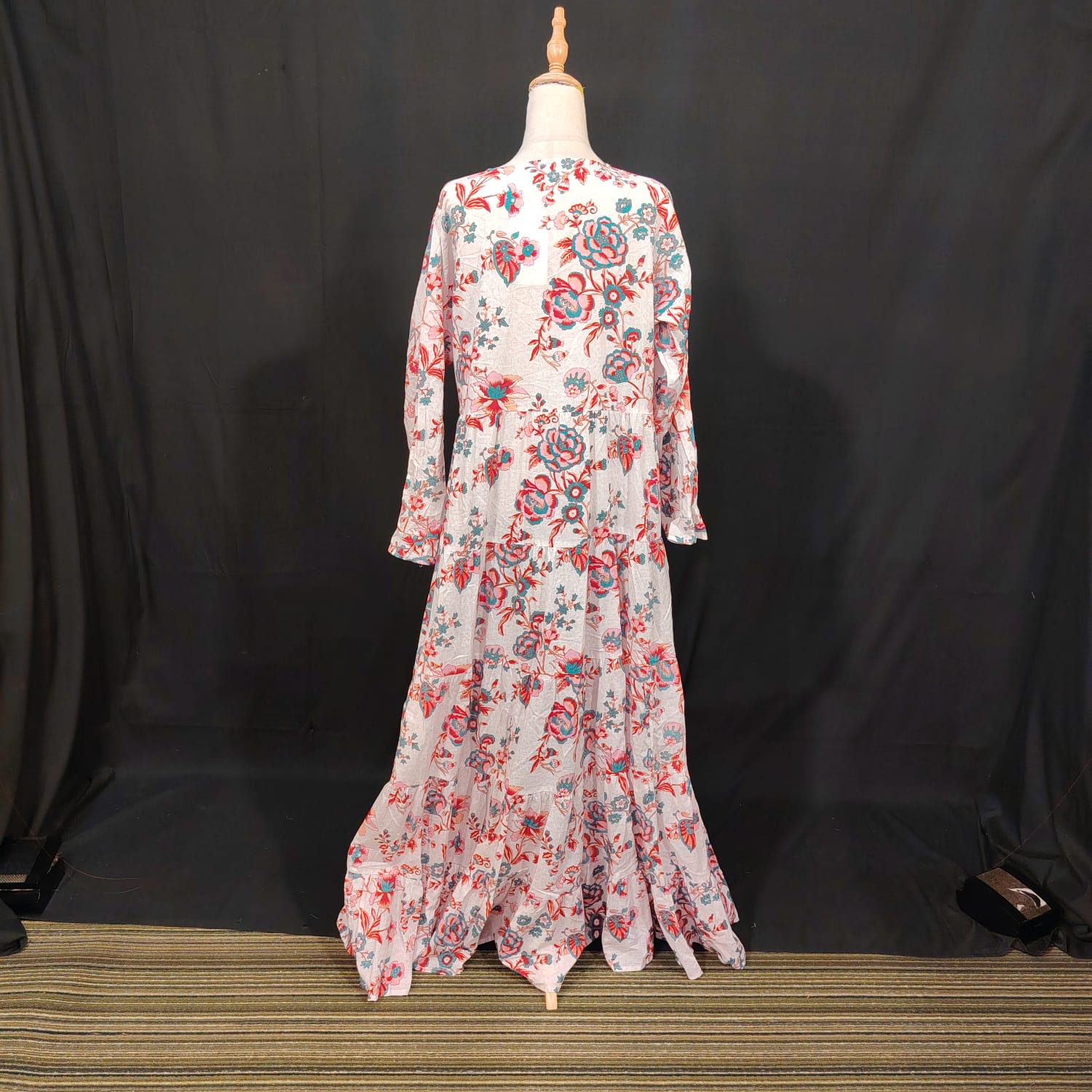 L-XL Razia Cotton Printed Dress 57" Long Jalabiya