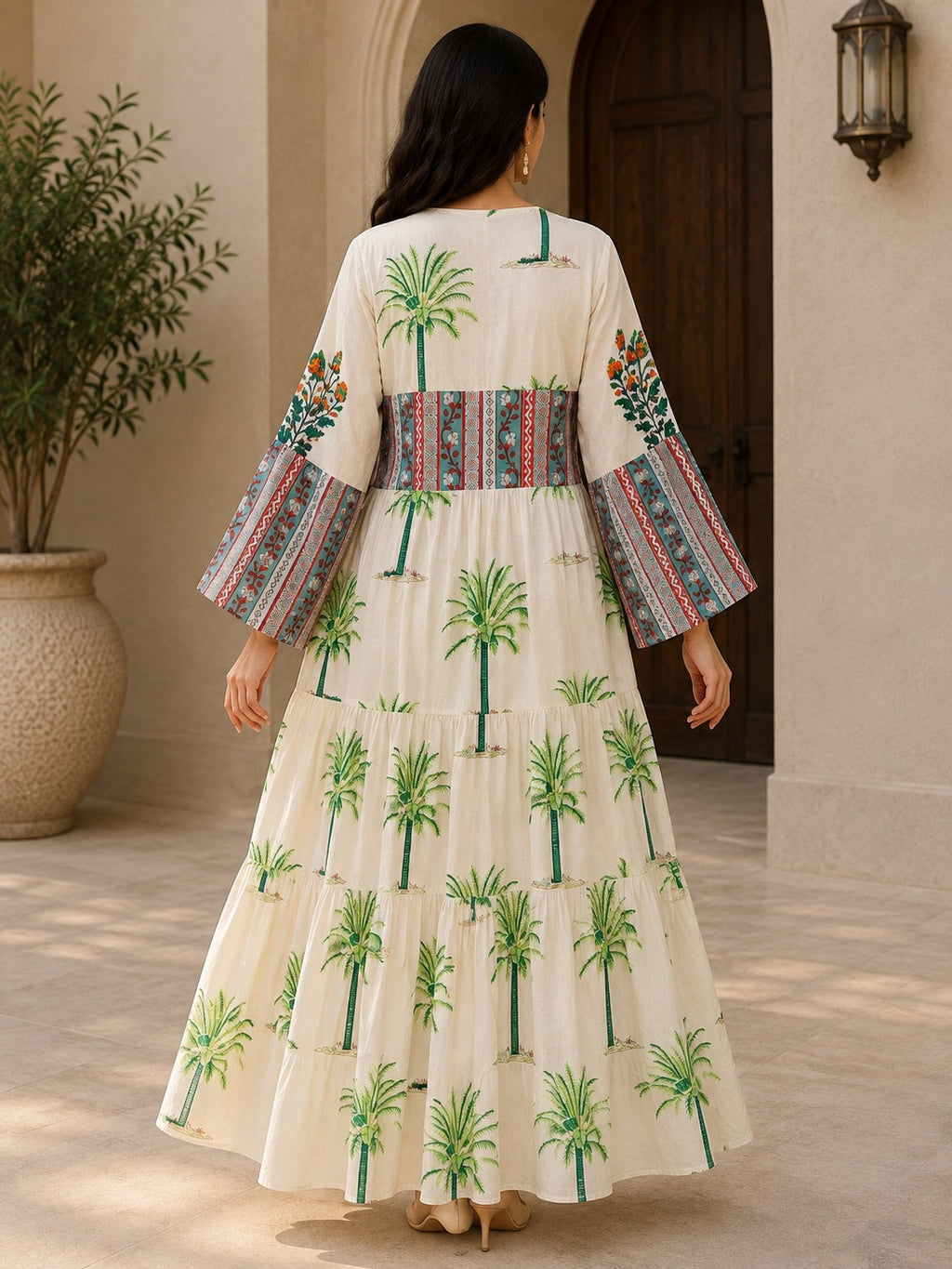 S/M Special Printed Cotton Long Dress Jalabiya – 57"