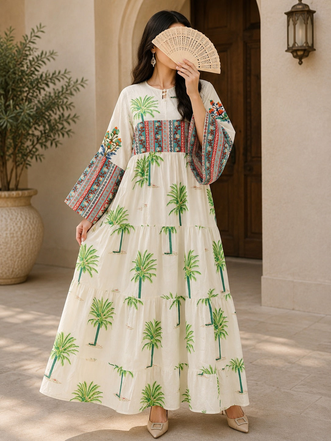 S/M Special Printed Cotton Long Dress Jalabiya – 57"