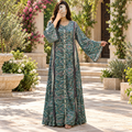 S/M Marry Printed Silk Long Dress Jalabiya – 57