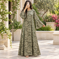 S/M Marry Printed Silk Long Dress Jalabiya – 57