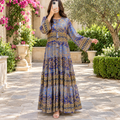 S/M Razia Crystal Printed Silk Long Dress Jalabiya – 57