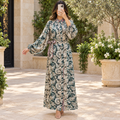 O/S Hiral Silk Crystal Printed Dress 57" Long Jalabiya