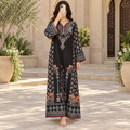 L/XL Crystal Digital Printed Poly Silk Long Dress Jalabiya – 56