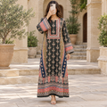 S/M Crystal Digital Printed Poly Silk Long Dress Jalabiya – 56