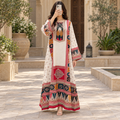 S/M Crystal Digital Printed Poly Silk Long Dress Jalabiya – 56