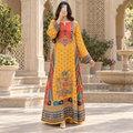 S/M Crystal Digital Printed Poly Silk Long Dress Jalabiya – 56