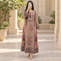 2XL/3XL Crystal Digital Printed Poly Silk Long Dress Jalabiya – 56