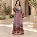 S/M Crystal Digital Printed Poly Silk Long Dress Jalabiya – 56