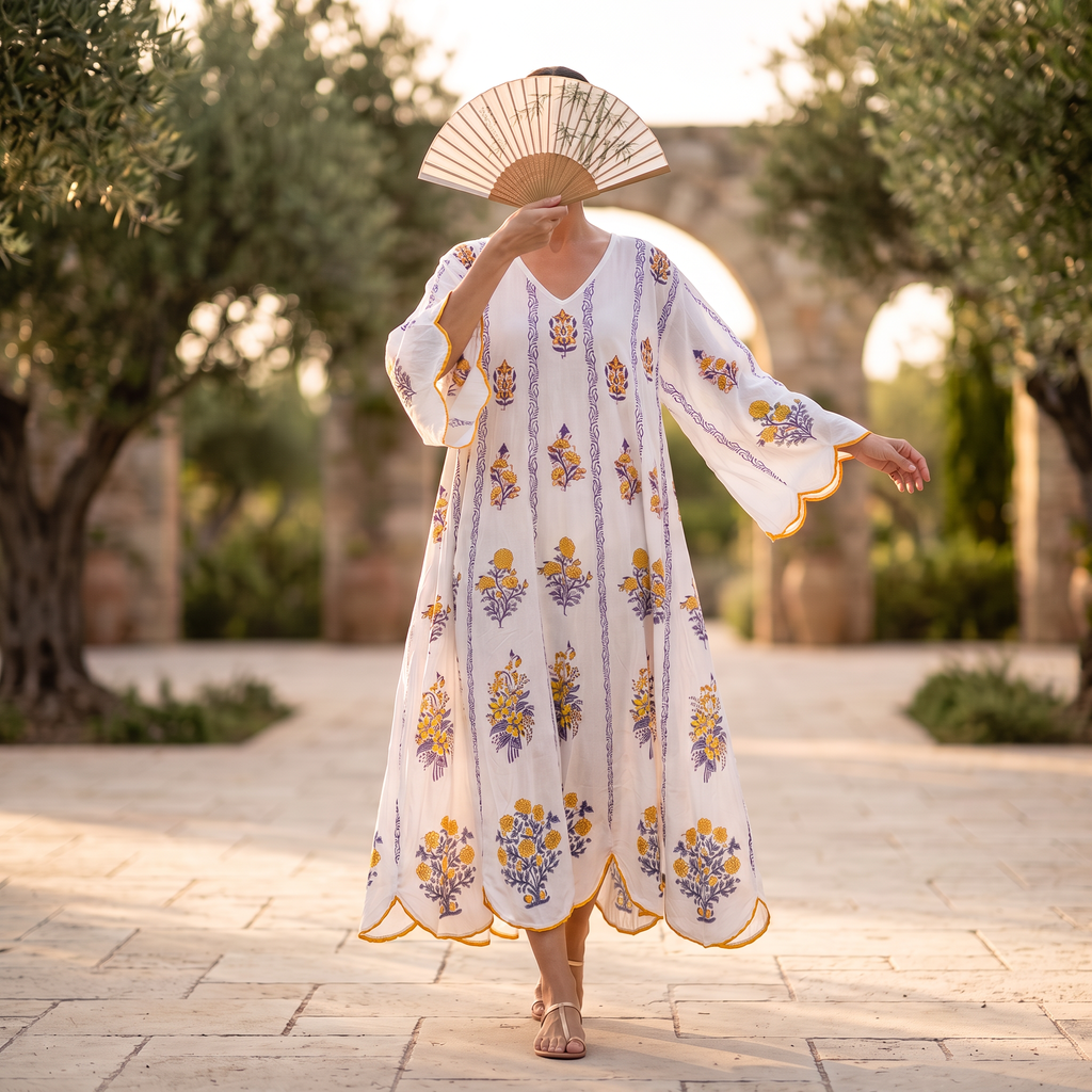 2XL-3XL Meher Printed Cotton Long Dress Jalabiya – 57"