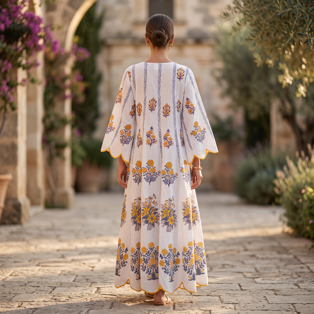 2XL-3XL Meher Printed Cotton Long Dress Jalabiya – 57"