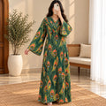 S/M Zaheera Crystal Printed Silk Long Dress Jalabiya – 57
