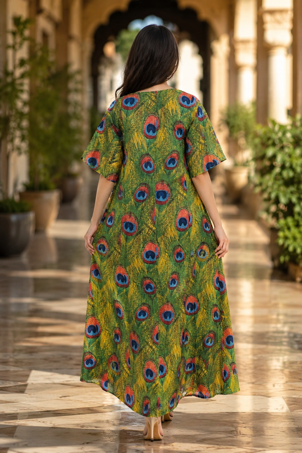 S/M Special Printed Cotton Long Dress Jalabiya – 57"