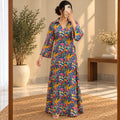 S/M Hayat Printed Silk Long Dress Jalabiya – 57