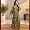 L-XL Mukhawar Printed Silk Long Dress Jalabiya – 57