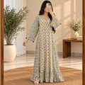 2XL/3LXL Naija Crystal Printed Cotton Long Dress Jalabiya – 57