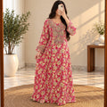 L-XL Mukhawar Printed Silk Long Dress Jalabiya – 57