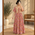 S/M Rahaf Crystal Printed Cotton Long Dress Jalabiya – 57