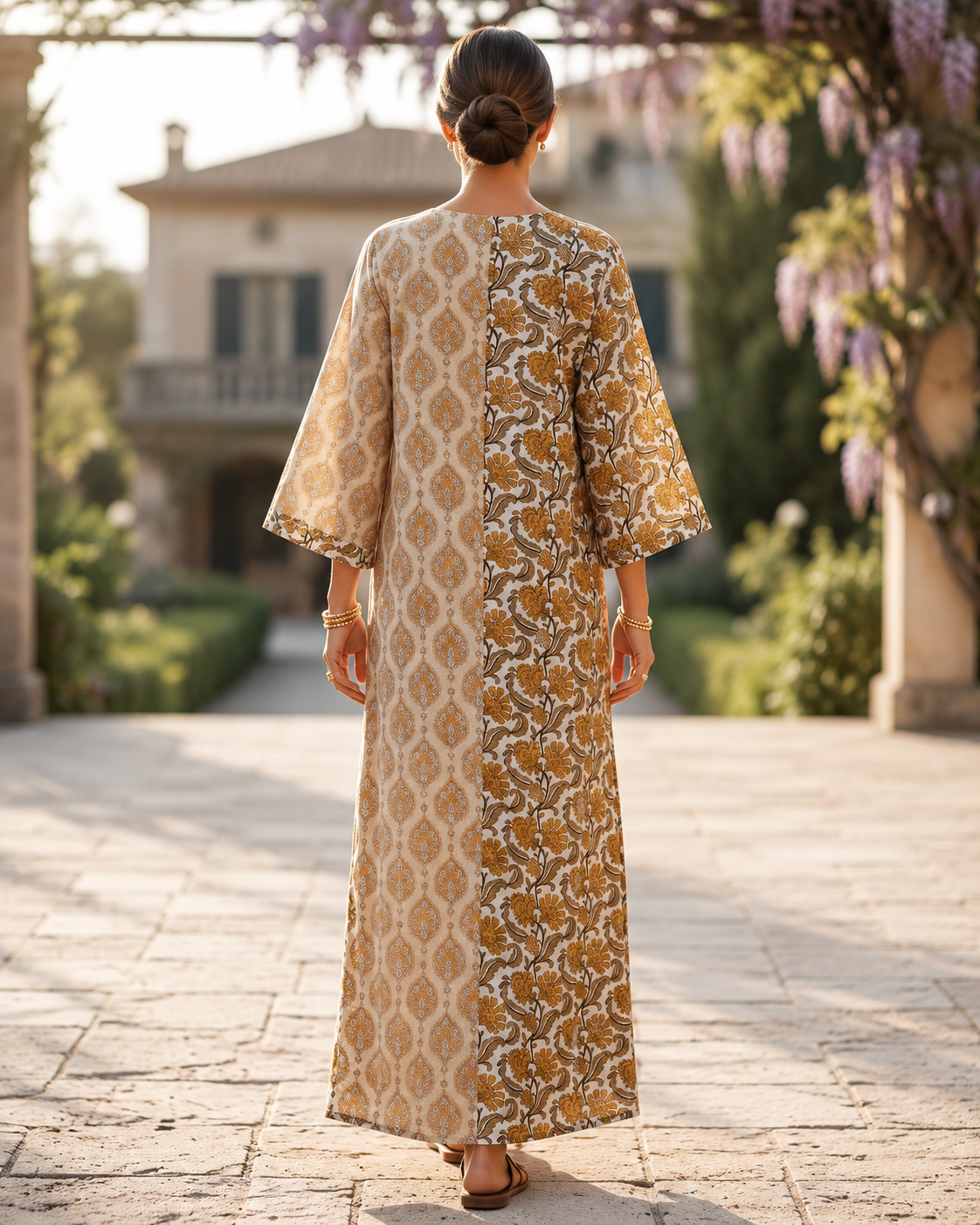 S/M Noorain Printed Cotton Long Dress Jalabiya – 57"
