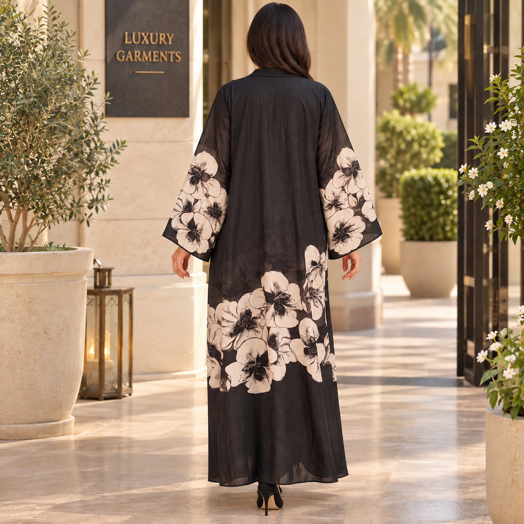 Opulent Black Designer Abaya Free Size.