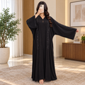 Opulent Black Lace-Trimmed Designer Abaya 56" Inches Length