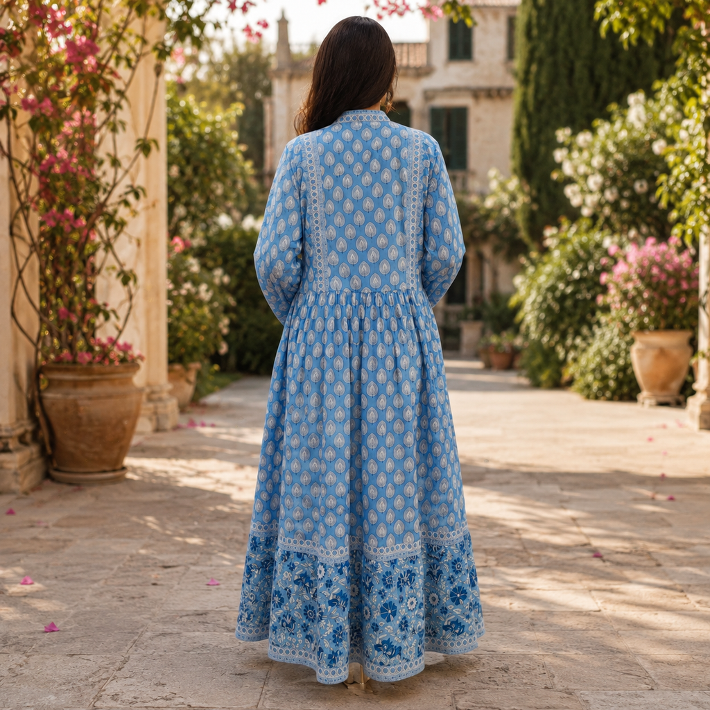 Free Size Faryat Printed Cotton Long Dress Jalabiya – 57"