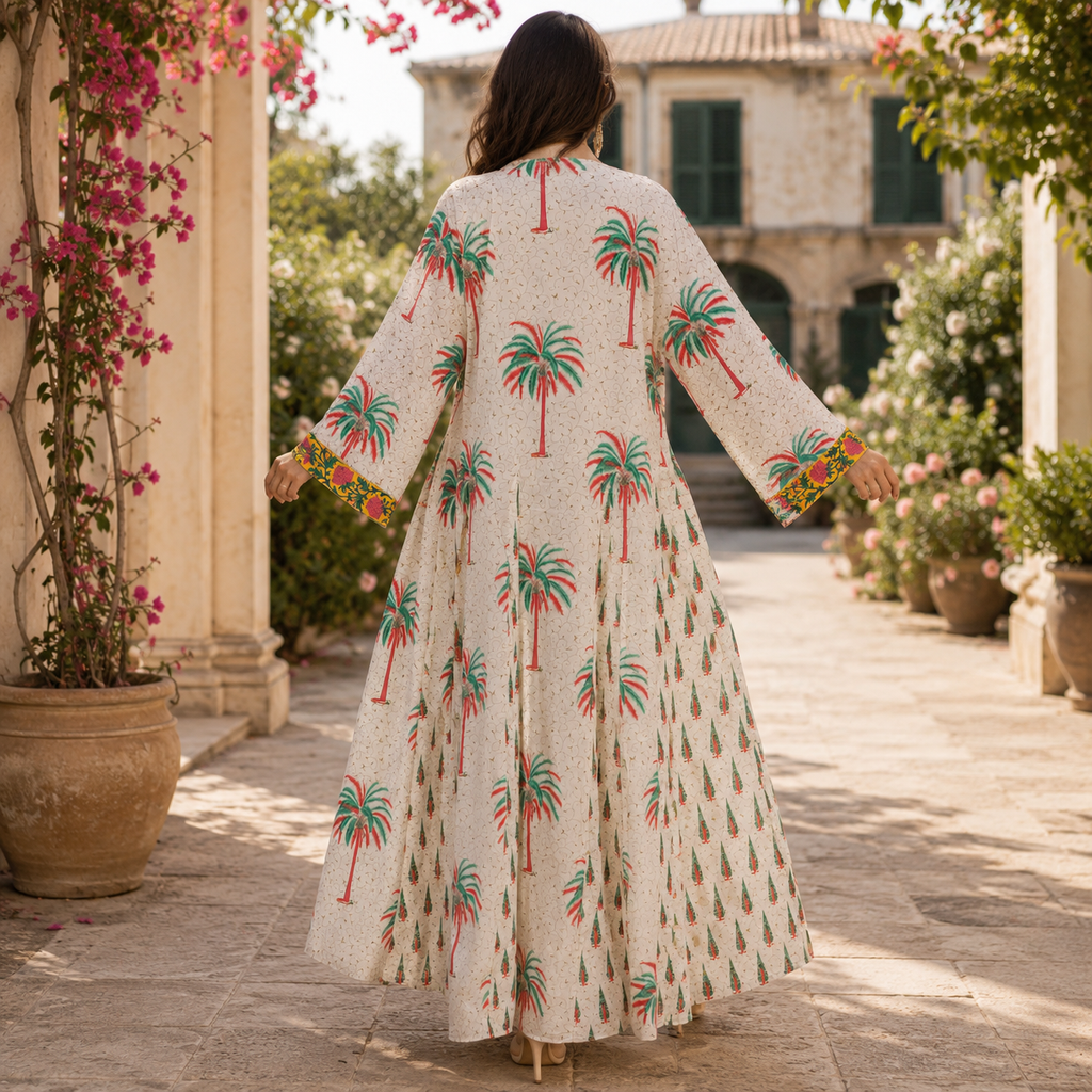 2XL-3XL Anaya Printed Cotton Long Dress Jalabiya – 57