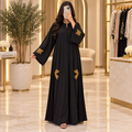 Opulent Black Lace-Trimmed Designer Abaya 58" Inches Length