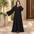 Opulent Black Lace-Trimmed Designer Abaya 60" Inches Length