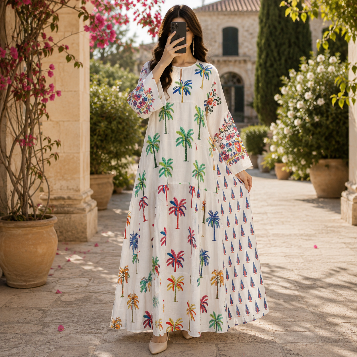 S/M Special Printed Cotton Long Dress Jalabiya – 57"