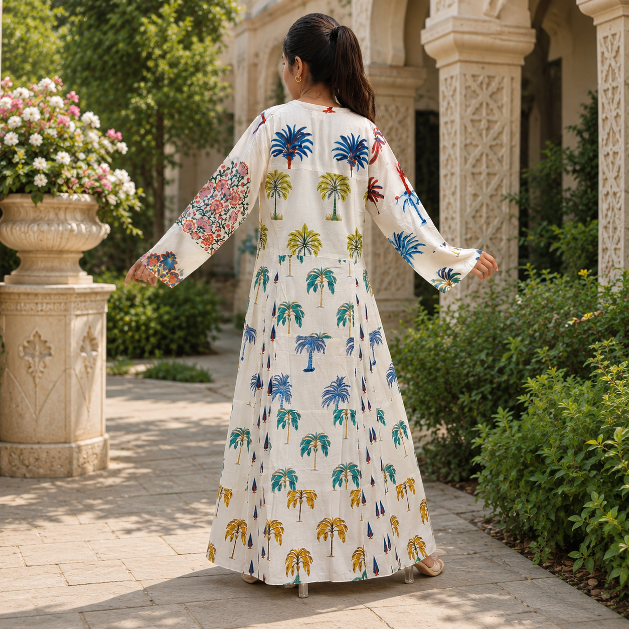 S/M Special Printed Cotton Long Dress Jalabiya – 57"