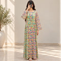 S/M Suf Crystal Printed Silk Long Dress Jalabiya – 57