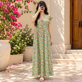 S/M Precious Crystal Printed Silk Long Dress Jalabiya – 57"