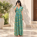 S/M Precious Crystal Printed Silk Long Dress Jalabiya – 57"