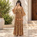L/XL Gaby Silk Crystal Printed Dress 57" Long Jalabiya