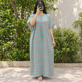 Free Size Crystal Farasha Printed Silk Long Dress Jalabiya – 57"