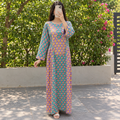 S/M Suf Crystal Printed Silk Long Dress Jalabiya – 57