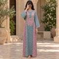 S/M Suf Crystal Printed Silk Long Dress Jalabiya – 57