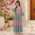 S/M Moon Crystal Printed Silk Long Dress Jalabiya – 57