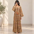 S/M Razia Crystal Printed Silk Long Dress Jalabiya – 57