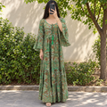 L/XL Crystal Gaby Silk Printed Dress 57" Long Jalabiya