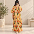 XS/S Nawaar Crystal  Printed Cotton Long Dress Jalabiya – 54