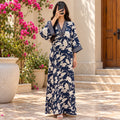 L/XL Teena Silk Crystal Printed Dress 57" Long Jalabiya