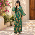 L/XL Zaheera Silk Crystal Printed Dress 57" Long Jalabiya