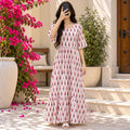L/XL Manha Crystal Printed Cotton Long Dress Jalabiya – 57
