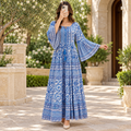 L/XL Gaby Crystal Printed Cotton Long Dress Jalabiya – 57
