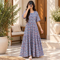 L/XL Manha Crystal Printed Cotton Long Dress Jalabiya – 57