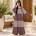 S/M Moon Crystal Printed Cotton Long Dress Jalabiya – 57