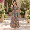 L/XL Hayat Crystal Printed Silk Long Dress Jalabiya – 57