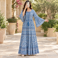 L/XL Gaby Crystal Printed Cotton Long Dress Jalabiya – 57